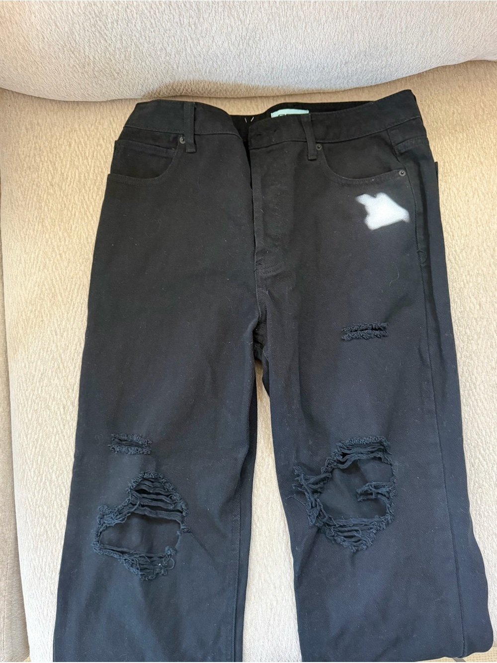 Black Distressed Men’s Jeans - Straight Leg Fit